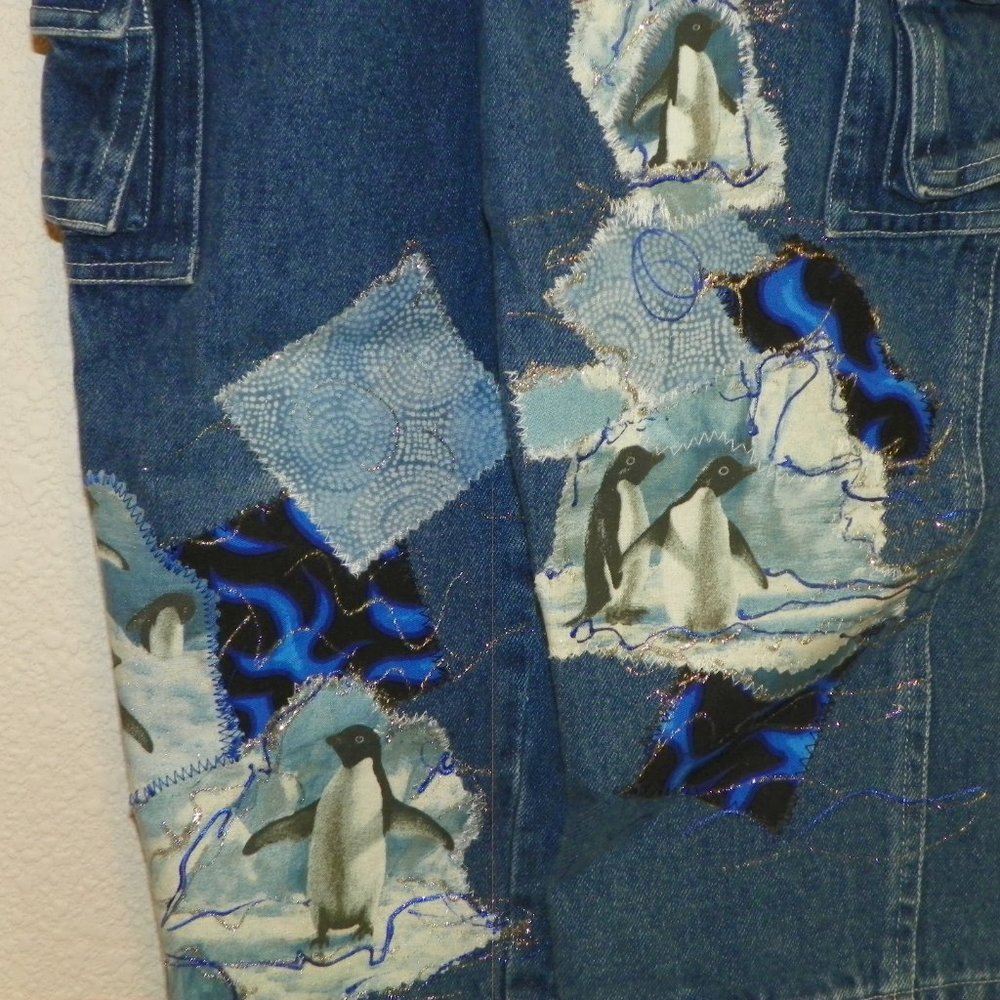 Denim Overalls Happy Feet Custom Boutique 4T - Picture 5 of 7